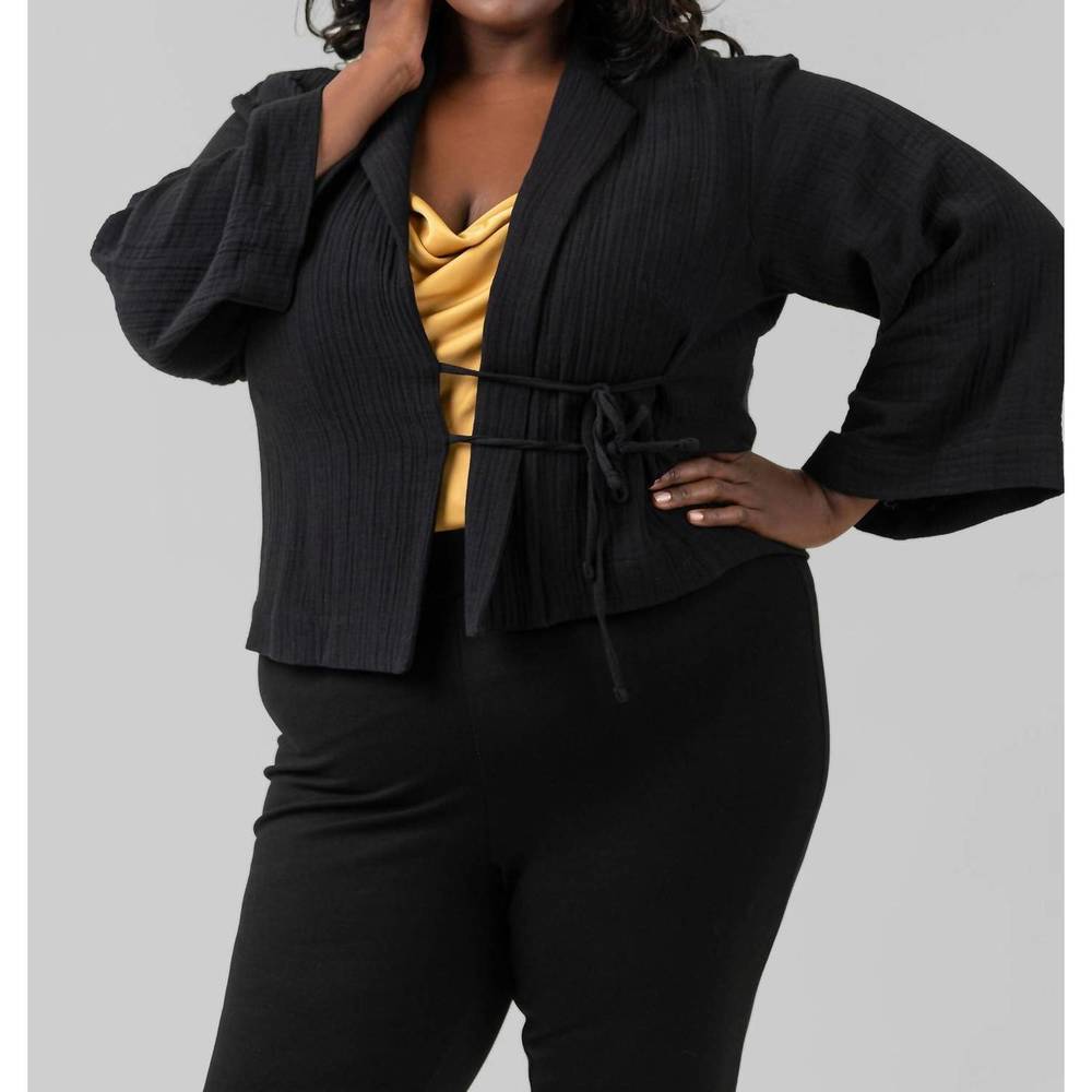 NEW BITTE KAI RAND doubleweave short jacket - plus size in black